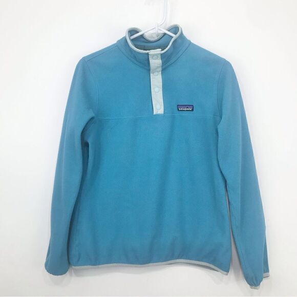 Patagonia Teal Blue Quarter Snap Micro Fleece Performance Layer Pullover - Picture 1 of 14